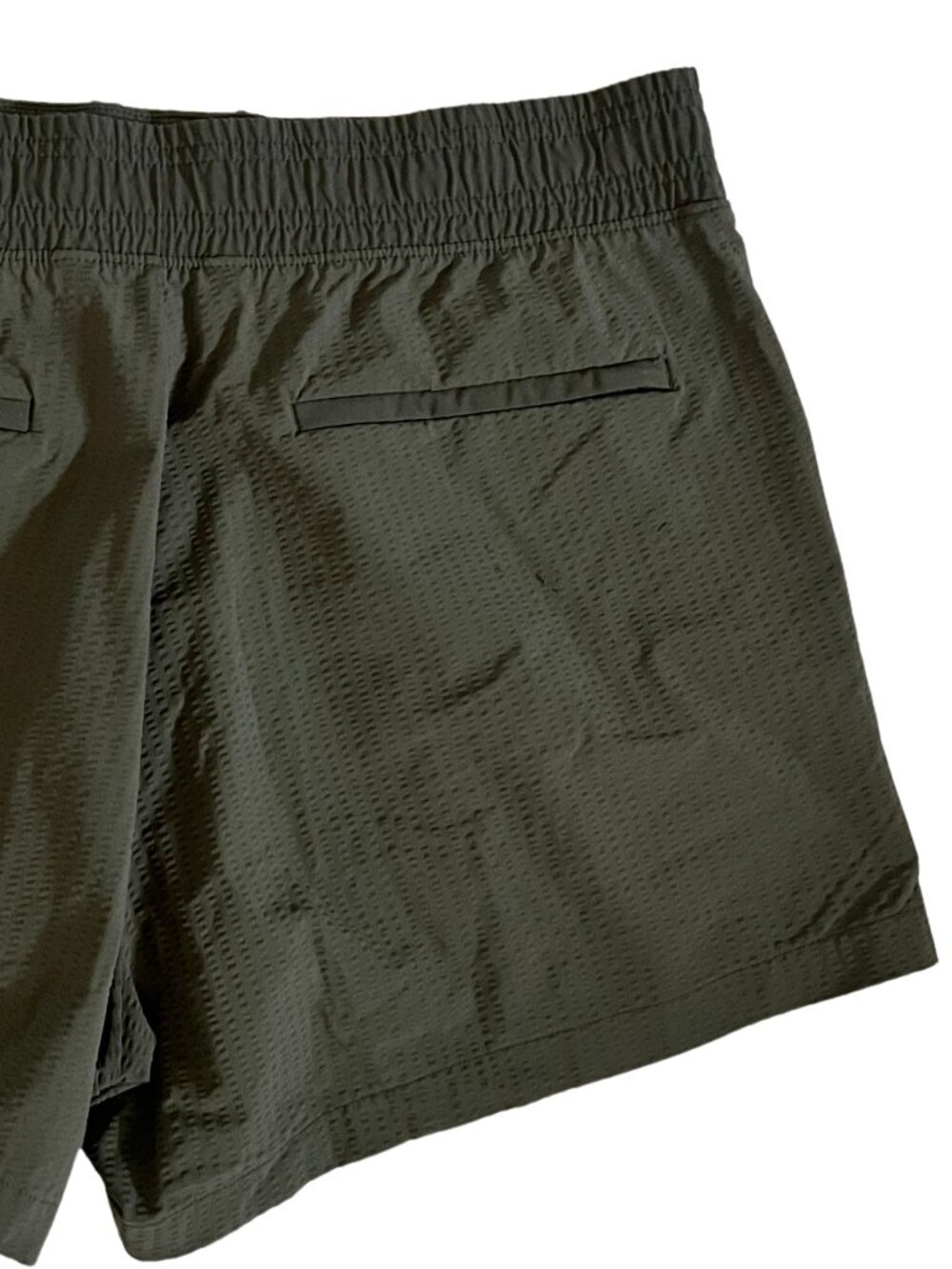Athleta Textured Brooklyn Short 4" Dark Olive Green Travel Hiking Shorts Size 12 - Picture 5 of 6